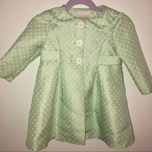 Bonnie Baby Green Polka Dot Dress Coat 2T